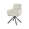 Chaise rotative en tissu chenille blanc avec accoudoirs