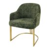 Chaise de salle à manger en tissu chenille vert foncé pieds dorés - Vert foncé