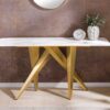 Console 140cm céramique blanc et piétement doré