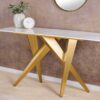 Console 140cm céramique blanc et piétement doré