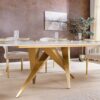 Table de salle à manger 200cm marbre blanc et pieds dorés