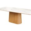 Table à manger rectangulaire 200cm aspect marbre blanc et bois de noyer