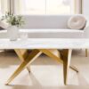 Table basse rectangulaire 130cm marbre blanc
