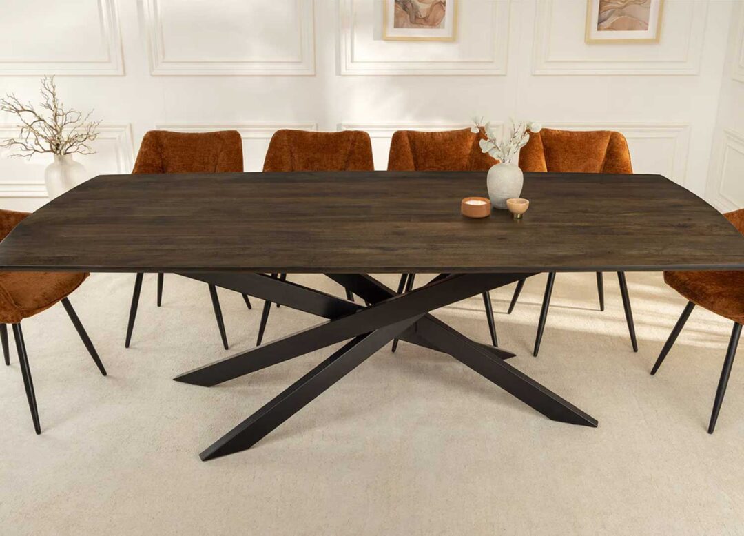 Table de salle à manger 220cm bois de manguier foncé