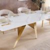 Table de salle à manger 200cm marbre blanc et pieds dorés