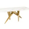 Table de salle à manger 200cm marbre blanc et pieds dorés