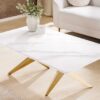 Table basse rectangulaire 130cm marbre blanc