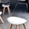 Chaise de salle à manger transparente assise simili cuir blanc