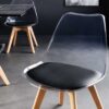 Chaise de salle à manger transparente assise simili cuir noir