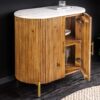 Buffet haut en bois de manguier massif et marbre blanc