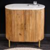 Buffet haut en bois de manguier massif et marbre blanc
