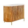 Buffet 2 portes bois de manguier strié avec plateau en marbre blanc