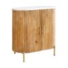 Buffet haut en bois de manguier massif et marbre blanc