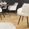 Chaises de salle à manger tissu chenille blanc