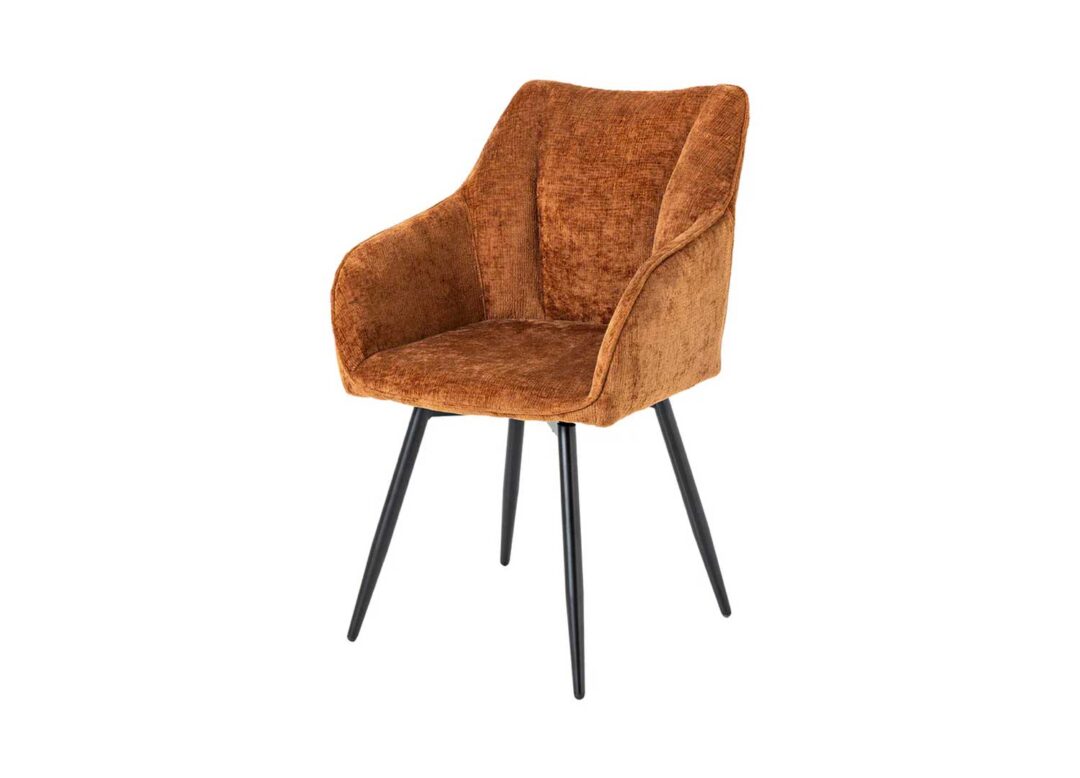 Chaise de salle à manger tissu chenille marron