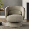 Fauteuil rotatif en tissu bouclé taupe