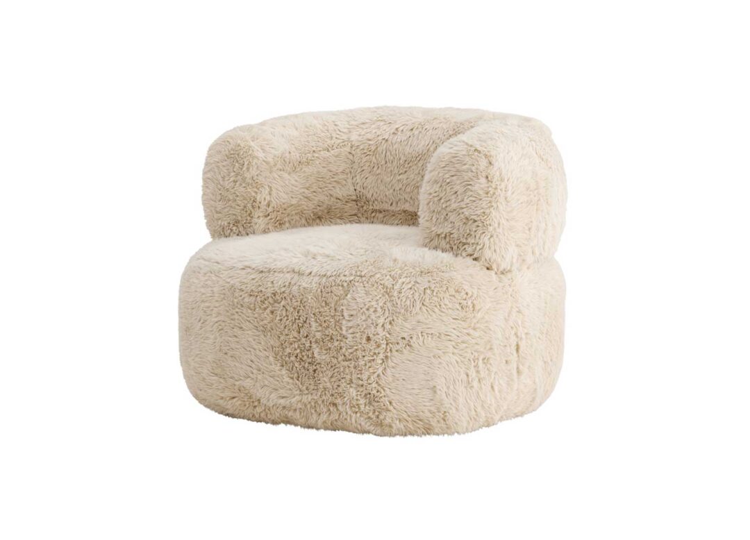 Fauteuil doux fourrure beige