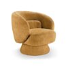 Fauteuil rotatif en tissu bouclé jaune moutarde