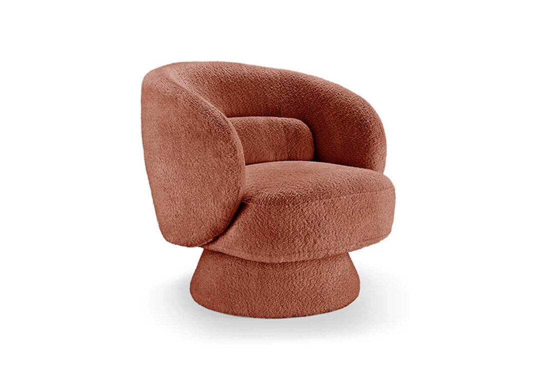 Fauteuil en tissu bouclé terracotta