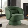 Fauteuil rotatif en tissu bouclé vert moderne