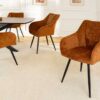 Chaises de salle à manger tissu chenille marron