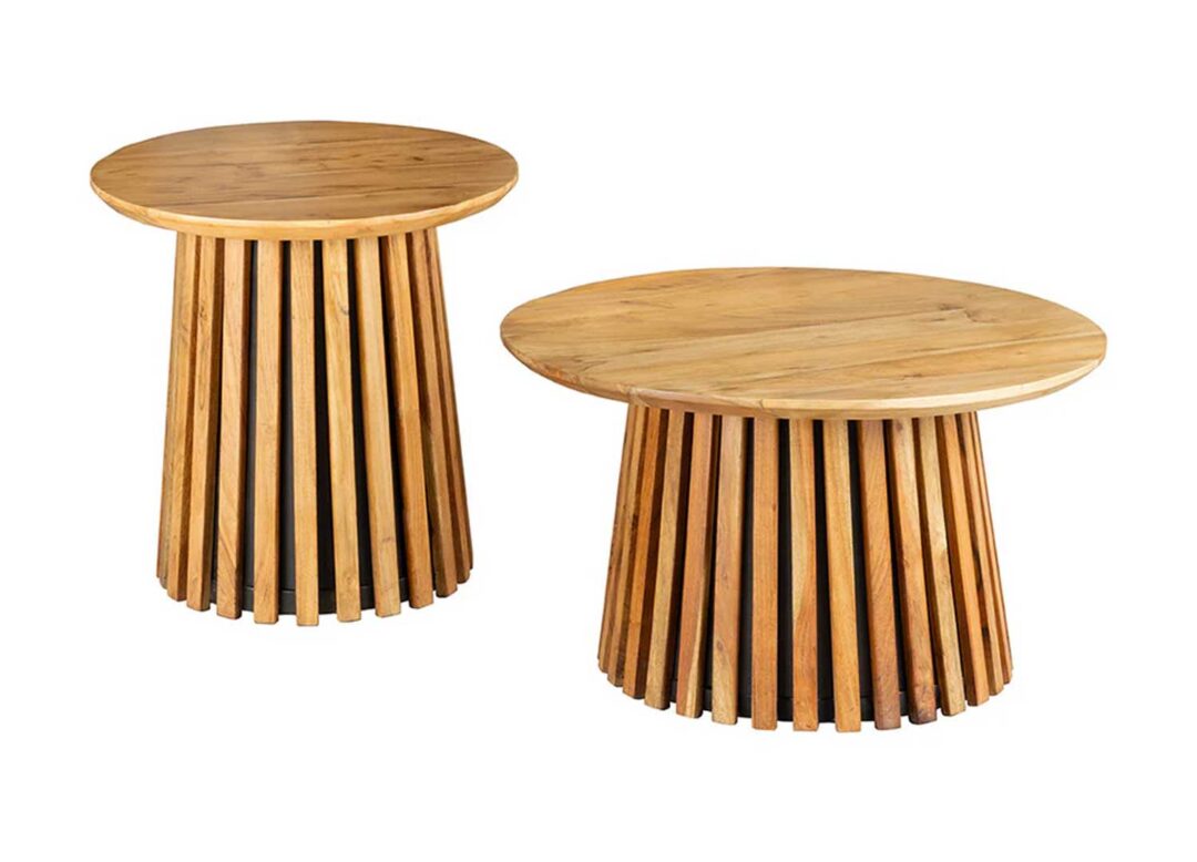 Tables basses bois d'acacia rondes