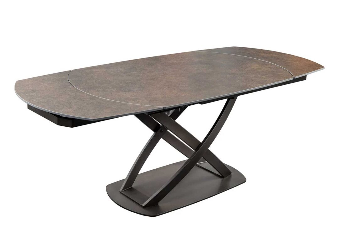 Table de repas aspect bronze rouille extensible