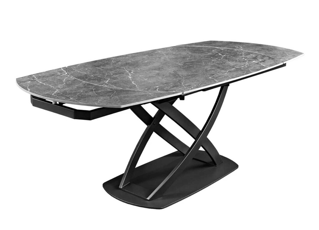 Table de salle à manger extensible grise marbré