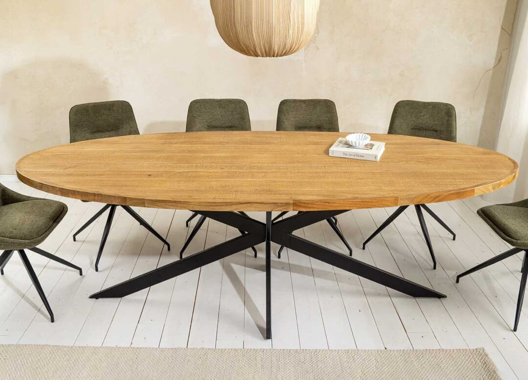 Table à manger ovale 240 cm en bois de manguier