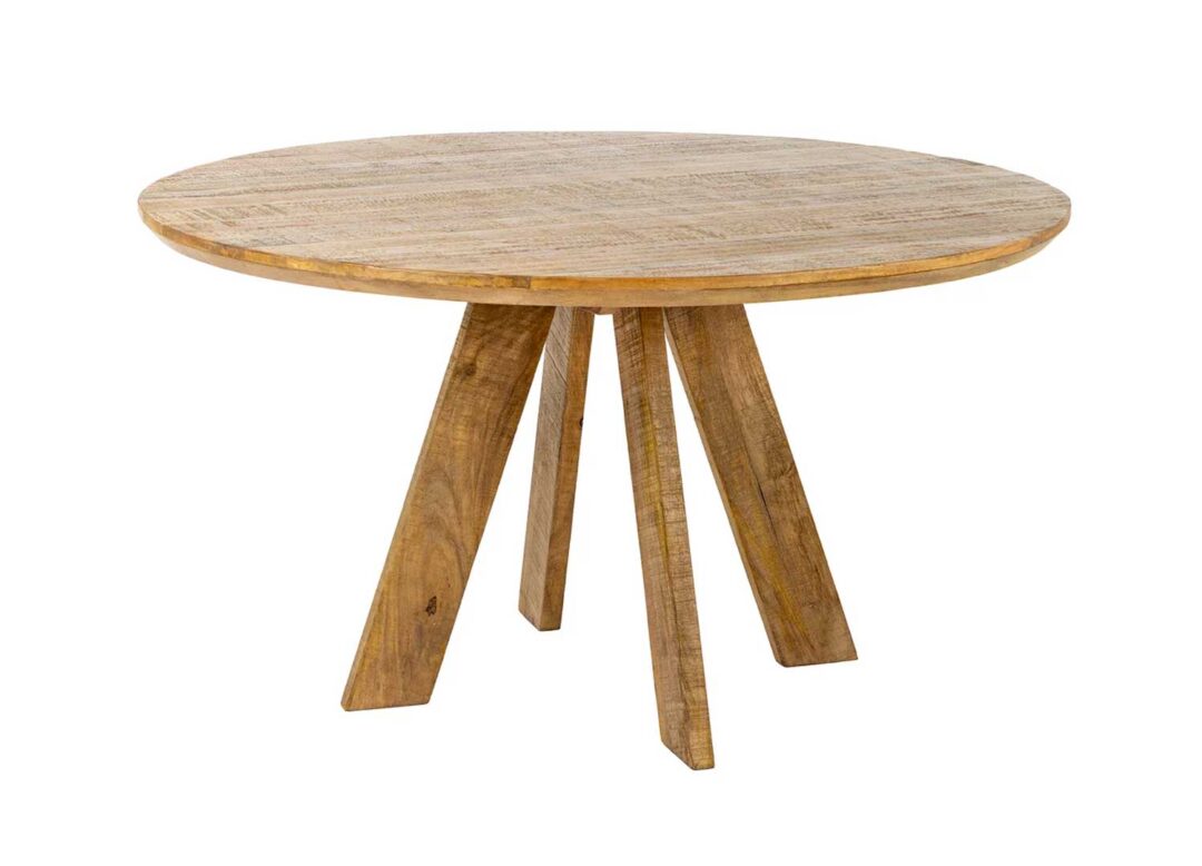 Table à manger ronde en bois de manguier massif 140 cm