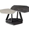 Table basse plateaux pivotants aspect marbre gris