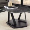Table basse plateaux pivotants aspect marbre gris