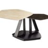 Table basse pivotante plateaux pentagonaux