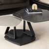 Table basse plateaux pivotants aspect marbre gris