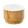 Table basse ronde bois et marbre blanc avec rangement 60 cm