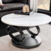Table basse ronde pivotante blanche et grise