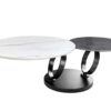 Table basse ronde pivotante blanche et grise