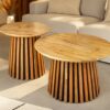 Tables basses bois d'acacia rondes