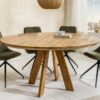 Table à manger ronde en bois de manguier massif 140 cm