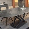 Table de salle à manger extensible grise marbré