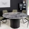 Table de salle à manger ronde aspect marbre gris 120cm