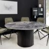 Table de salle à manger ronde aspect marbre gris 120cm