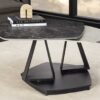 Table basse plateaux pivotants aspect marbre gris