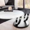 Table basse ronde pivotante blanche et grise