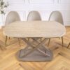Table à manger ovale extensible aspect grège travertin moderne