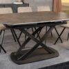Table de repas aspect bronze rouille extensible
