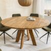 Table à manger ronde en bois de manguier massif 140 cm