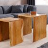 Lot de 2 tables basses en bois d'acacia massif forme de U