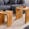 Lot de 2 tables basses en bois d'acacia massif forme de U
