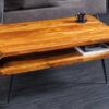 Table basse 90cm en bois de sesham massif avec grande niche ouverte